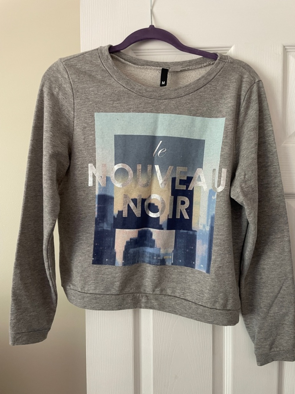 H&M Grey Crewneck Sweatshirt with Blue Graphic - Women’s M